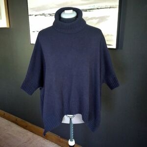 Ann Taylor Cashmere Turtleneck Dolman Sleeve Sweater Navy